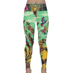 Monkey Tiger Bird Parrot Forest Jungle Style Lightweight Velour Classic Yoga Leggings by Grandong