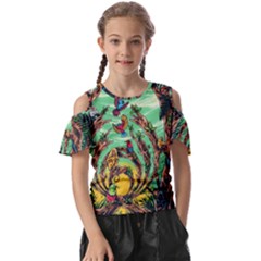 Monkey Tiger Bird Parrot Forest Jungle Style Kids  Butterfly Cutout Tee by Grandong