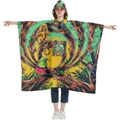 Monkey Tiger Bird Parrot Forest Jungle Style Women s Hooded Rain Ponchos by Grandong