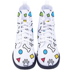 Dog Paw Seamless Pattern Footprint Bone Men s High-top Canvas Sneakers by Bangk1t