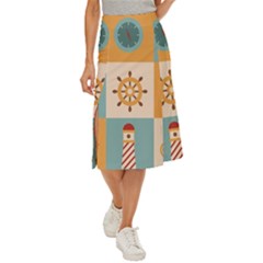 Nautical Elements Collection Midi Panel Skirt by Bangk1t