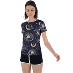 Asian Seamless Pattern With Clouds Moon Sun Stars Vector Collection Oriental Chinese Japanese Korean Back Circle Cutout Sports Tee by Bangk1t