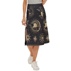 Asian-set With Clouds Moon-sun Stars Vector Collection Oriental Chinese Japanese Korean Style Midi Panel Skirt by Bangk1t