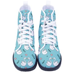 Elegant Swan Pattern Design Men s High-top Canvas Sneakers by Bangk1t