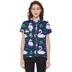 Swan Pattern Elegant Design Short Sleeve Pocket Shirt by Bangk1t