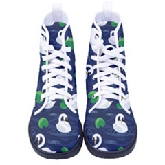 Swan Pattern Elegant Design Men s High-top Canvas Sneakers by Bangk1t