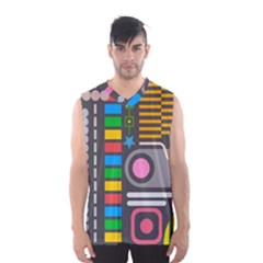 Pattern Geometric Abstract Colorful Arrows Lines Circles Triangles Men s Basketball Tank Top by Bangk1t