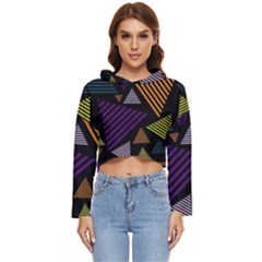 Abstract Pattern Design Various Striped Triangles Decoration Women s Lightweight Cropped Hoodie by Bangk1t