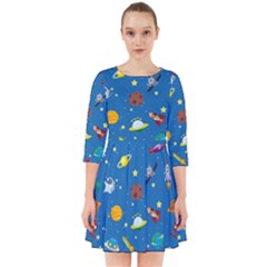 Space Rocket Solar System Pattern Smock Dress by Bangk1t