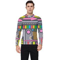 Pattern Geometric Abstract Colorful Arrow Line Circle Triangle Men s Long Sleeve Rash Guard by Bangk1t