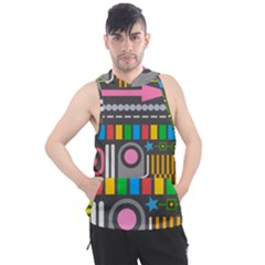 Pattern Geometric Abstract Colorful Arrow Line Circle Triangle Men s Sleeveless Hoodie by Bangk1t