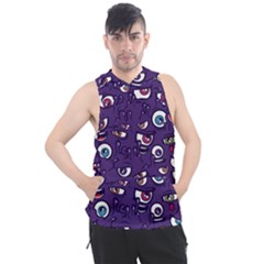 Eye Artwork Decor Eyes Pattern Purple Form Backgrounds Illustration Men s Sleeveless Hoodie by Bangk1t