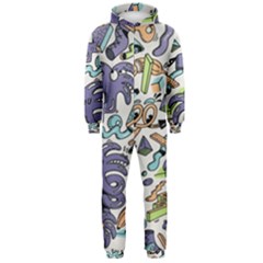 Purple Orange Green Blue Cartoon Hooded Jumpsuit (men) by Bangk1t