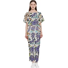 Purple Orange Green Blue Cartoon Batwing Lightweight Chiffon Jumpsuit by Bangk1t