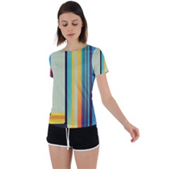 Colorful Rainbow Striped Pattern Stripes Background Back Circle Cutout Sports Tee by Bangk1t