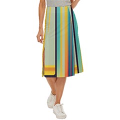 Colorful Rainbow Striped Pattern Stripes Background Midi Panel Skirt by Bangk1t