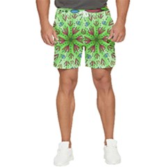 Flower Mandala Art Drawing Spring Background Men s Runner Shorts by Bangk1t