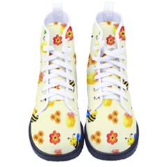 Seamless Background Honey Bee Wallpaper Texture Women s High-top Canvas Sneakers by Bangk1t