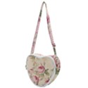 Roses Plants Vintage Retro Flowers Pattern Heart Shoulder Bag View1