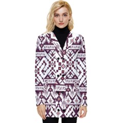 Illustration Ukrainian Folk Seamless Pattern Ornament Button Up Hooded Coat  by pakminggu