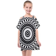 Circular Concentric Radial Symmetry Abstract Kids  One Piece Chiffon Dress by pakminggu