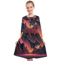 Fire Flame Burn Hot Heat Light Burning Orange Kids  Midi Sailor Dress by pakminggu