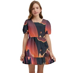 Fire Flame Burn Hot Heat Light Burning Orange Kids  Short Sleeve Dolly Dress by pakminggu