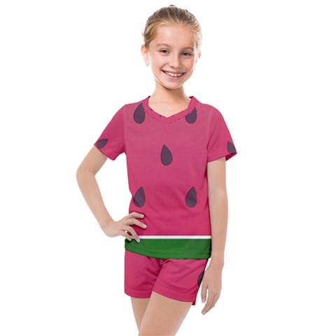 Watermelon Fruit Summer Red Fresh Food Healthy Kids  Mesh Tee And Shorts Set by pakminggu