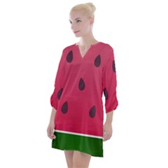 Watermelon Fruit Summer Red Fresh Food Healthy Open Neck Shift Dress by pakminggu