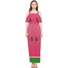 Watermelon Fruit Summer Red Fresh Food Healthy Draped Sleeveless Chiffon Jumpsuit by pakminggu