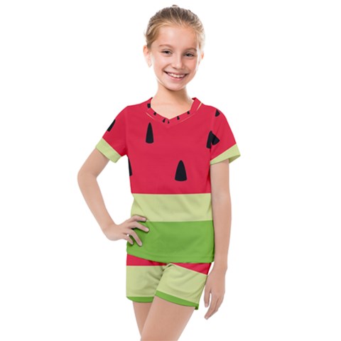 Watermelon Fruit Food Healthy Vitamins Nutrition Kids  Mesh Tee And Shorts Set by pakminggu