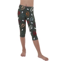 Art Halloween Pattern Creepy Design Digital Papers Kids  Lightweight Velour Capri Leggings  by pakminggu