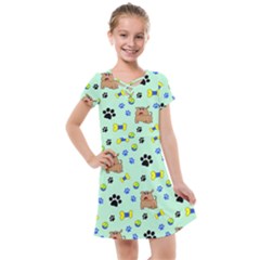 Dog Pattern Seamless Blue Background Scrapbooking Kids  Cross Web Dress by pakminggu