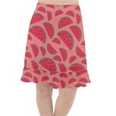 Watermelon Red Food Fruit Healthy Summer Fresh Fishtail Chiffon Skirt by pakminggu