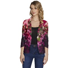 Pink Flower Women s One-button 3/4 Sleeve Short Jacket by artworkshop