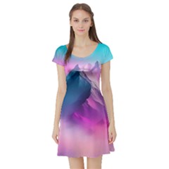 Landscape Mountain Colorful Nature Short Sleeve Skater Dress by Ravend