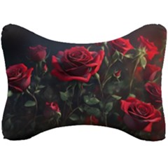 Rose Flower Plant Red Seat Head Rest Cushion by Ravend