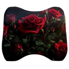 Rose Flower Plant Red Velour Head Support Cushion by Ravend