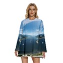 Futuristic City Fantasy Scifi Round Neck Long Sleeve Bohemian Style Chiffon Mini Dress View1