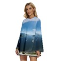 Futuristic City Fantasy Scifi Round Neck Long Sleeve Bohemian Style Chiffon Mini Dress View2