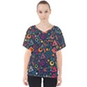 Doodle Pattern V-Neck Dolman Drape Top View1