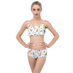 Vector Baby Dino Seamless Pattern Layered Top Bikini Set by Grandong