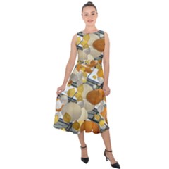 Wallpapper Midi Tie-back Chiffon Dress by artworkshop