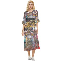 Water Droplets Double Cuff Midi Dress by artworkshop