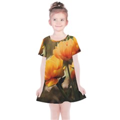 Yellow Butterfly Flower Kids  Simple Cotton Dress by artworkshop