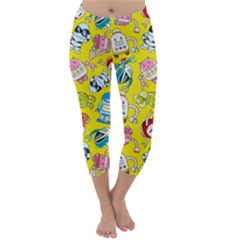 Robot Pattern Capri Winter Leggings  by Grandong