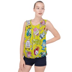 Robot Pattern Bubble Hem Chiffon Tank Top by Grandong