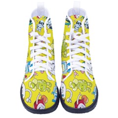 Robot Pattern Men s High-top Canvas Sneakers by Grandong