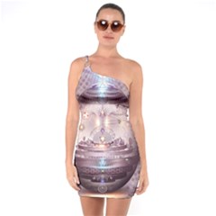 Cosmic Egg Sacred Geometry Art One Shoulder Ring Trim Bodycon Dress by Grandong