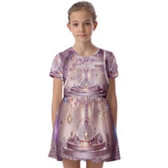 Cosmic Egg Sacred Geometry Art Kids  Short Sleeve Pinafore Style Dress by Grandong